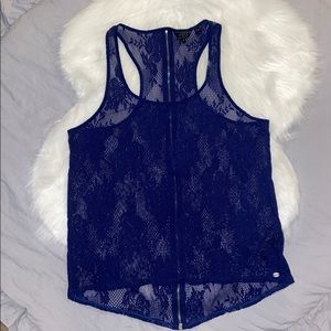 Lace zip racer back guess tank